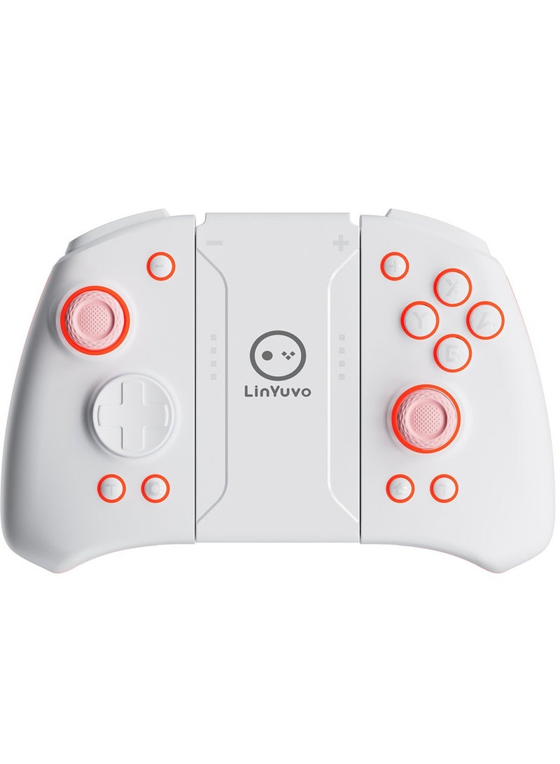 LinYuvo وحدة تحكم ألعاب بلوتوث Classic Joypad LinYuvo KS33 لجهاز Switch وSwitch Lite وSwitch OLED مع 8 ألوان من إضاءة RGB، عصا تحكم معدنية، جيروسكوب بستة محاور، وظيفة Turbo، اهتزاز مزدوج قابل للتعديل، وظيفة إيقاظ، تحكم بالحركة، انفجار سريع، بطارية 500mAh - Image 1